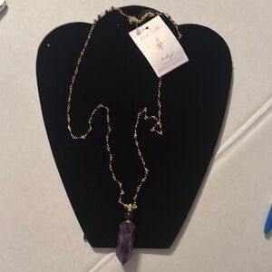 Luxe Tribe amethyst potion bottle necklace 32 inch 14 karat gold plated